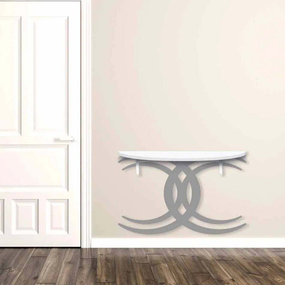 Konsola naścienna o nowoczesnym designie z białego i szarego drewna - Coco Viadurini