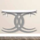 Konsola naścienna o nowoczesnym designie z białego i szarego drewna - Coco Viadurini