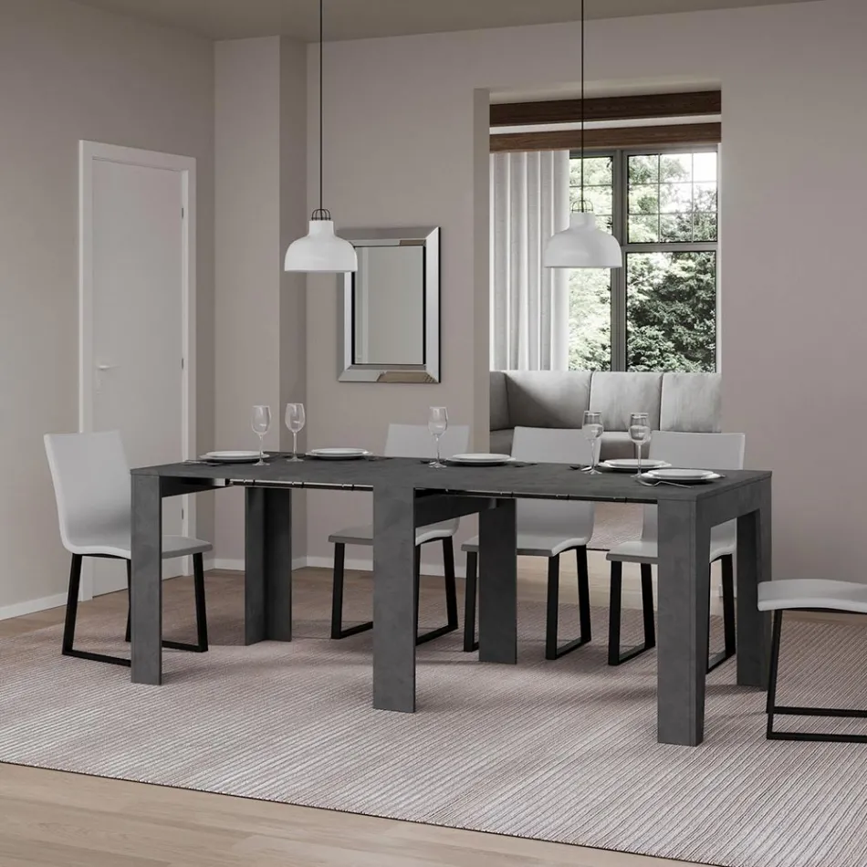 Rozkładana konsola do 181 cm z esencji melaminy Made in Italy - Castello Viadurini