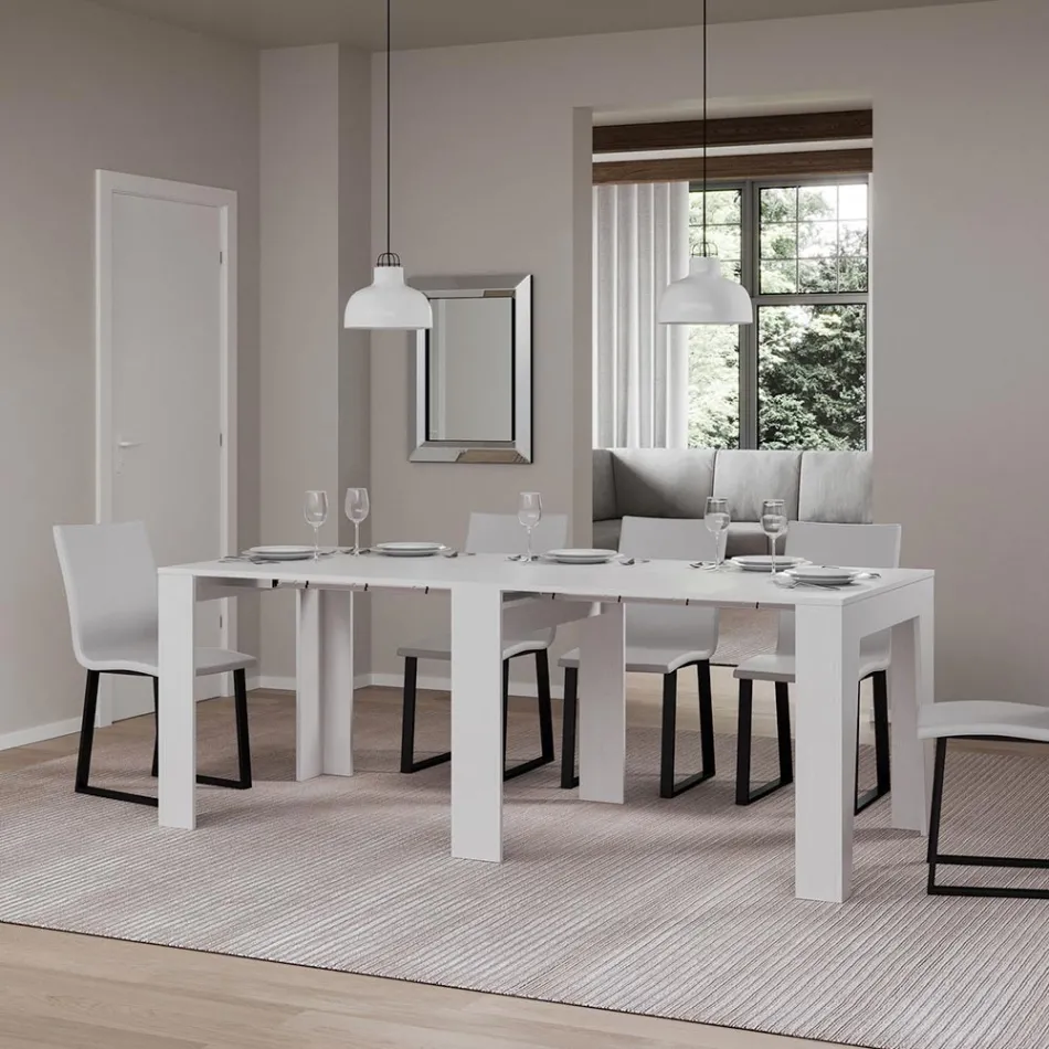 Rozkładana konsola do 181 cm z esencji melaminy Made in Italy - Castello Viadurini