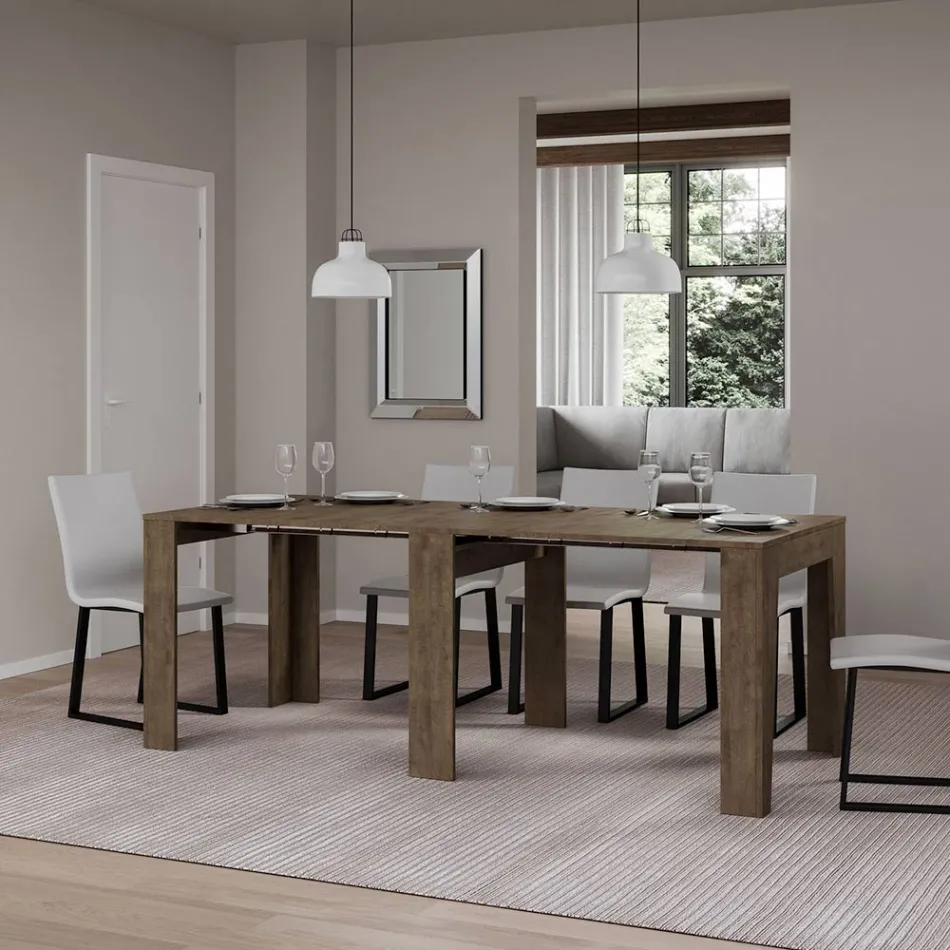 Rozkładana konsola do 181 cm z esencji melaminy Made in Italy - Castello Viadurini