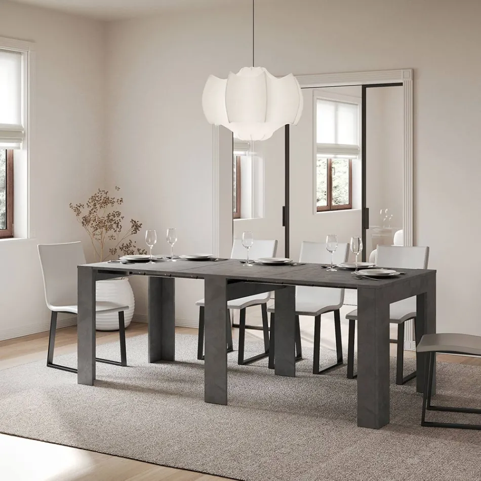 Rozkładana konsola do 181 cm z paneli melaminowych Made in Italy - Drago Viadurini