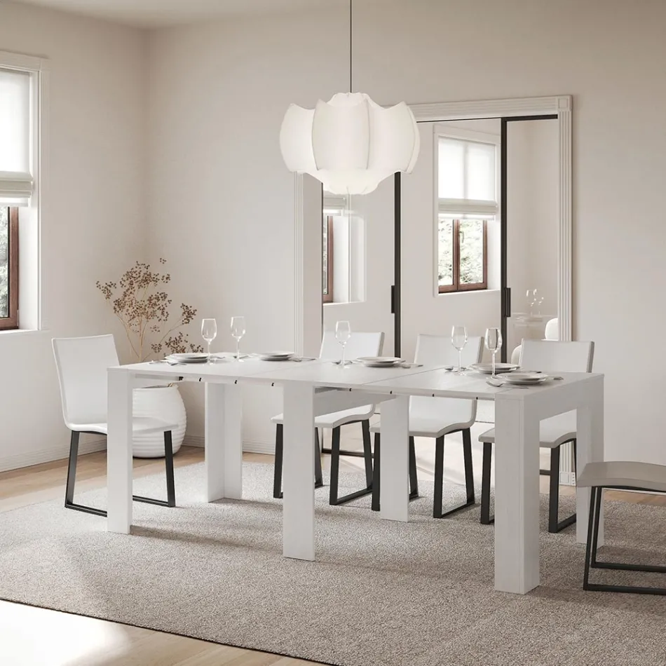 Rozkładana konsola do 181 cm z paneli melaminowych Made in Italy - Drago Viadurini