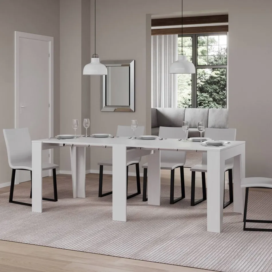 Rozkładana konsola do 211 cm z melaminy. Wyprodukowano we Włoszech - Incantesimo Viadurini