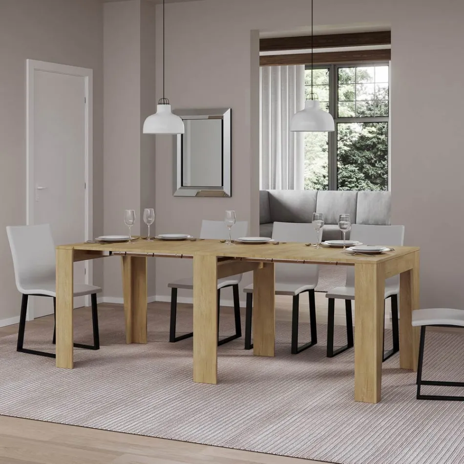 Rozkładana konsola do 211 cm z melaminy. Wyprodukowano we Włoszech - Incantesimo Viadurini