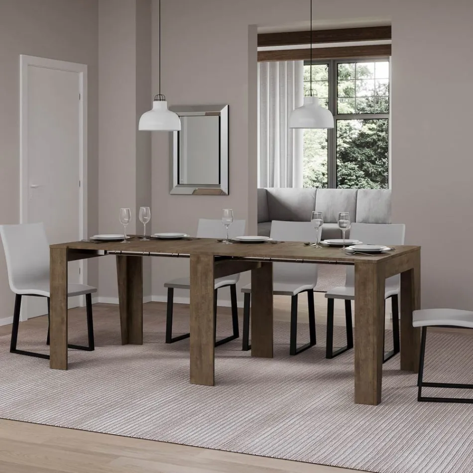 Rozkładana konsola do 211 cm z melaminy. Wyprodukowano we Włoszech - Incantesimo Viadurini