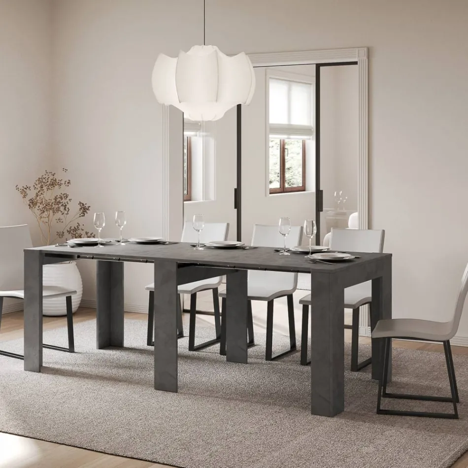 Rozkładana konsola do 211 cm z paneli melaminowych Made in Italy - Principessa Viadurini