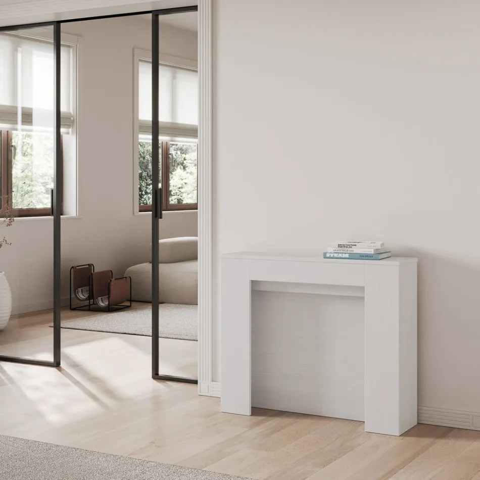Rozkładana konsola do 211 cm z paneli melaminowych Made in Italy - Principessa Viadurini