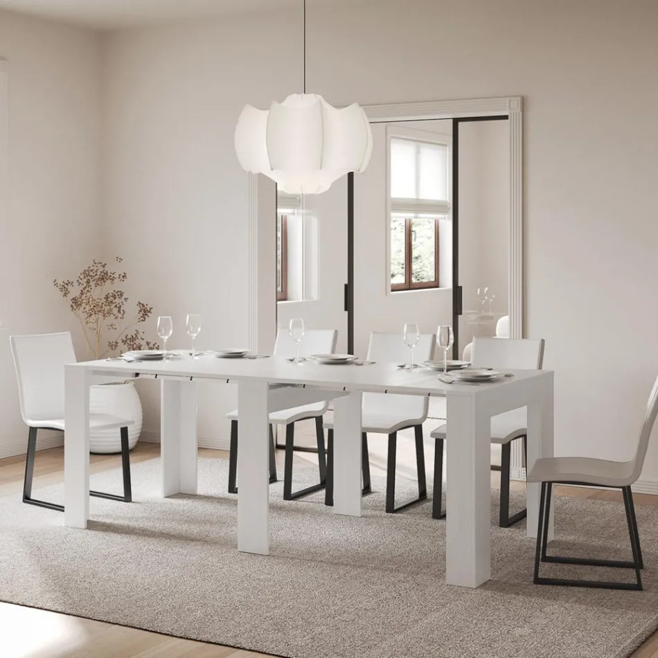 Rozkładana konsola do 211 cm z paneli melaminowych Made in Italy - Principessa Viadurini