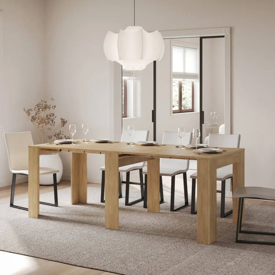 Rozkładana konsola do 211 cm z paneli melaminowych Made in Italy - Principessa Viadurini