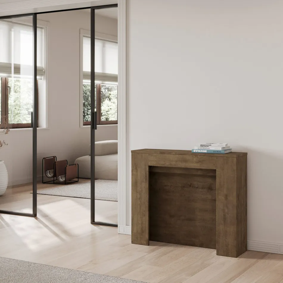 Rozkładana konsola do 211 cm z paneli melaminowych Made in Italy - Principessa Viadurini