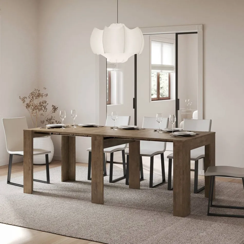 Rozkładana konsola do 211 cm z paneli melaminowych Made in Italy - Principessa Viadurini