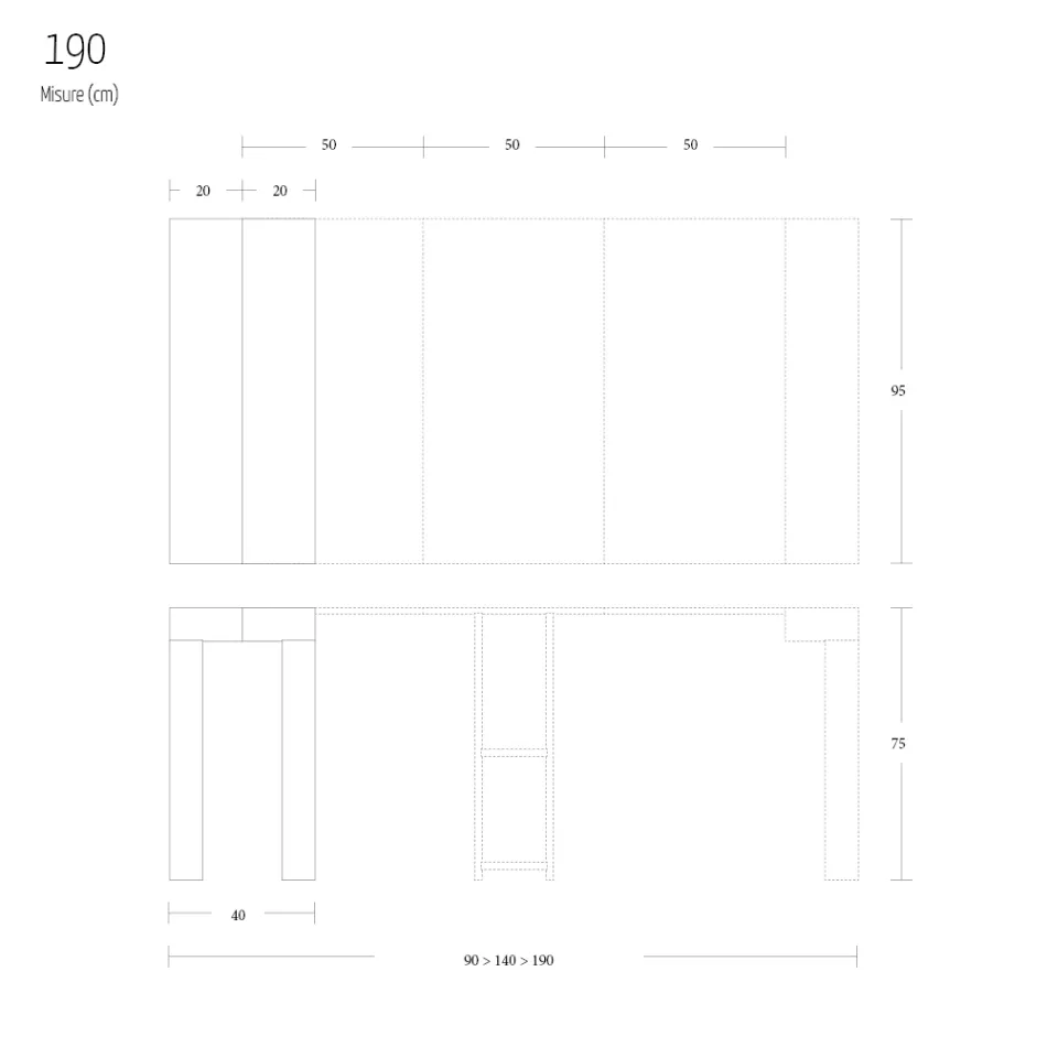 Wysuwana konsola do 290 cm z drewna melaminowego Made in Italy - Paride Viadurini