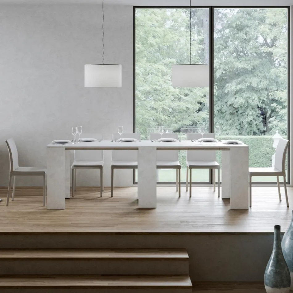 Rozkładana konsola do 299 cm z wewnętrznymi przedłużeniami Made in Italy - Klepsydra Viadurini