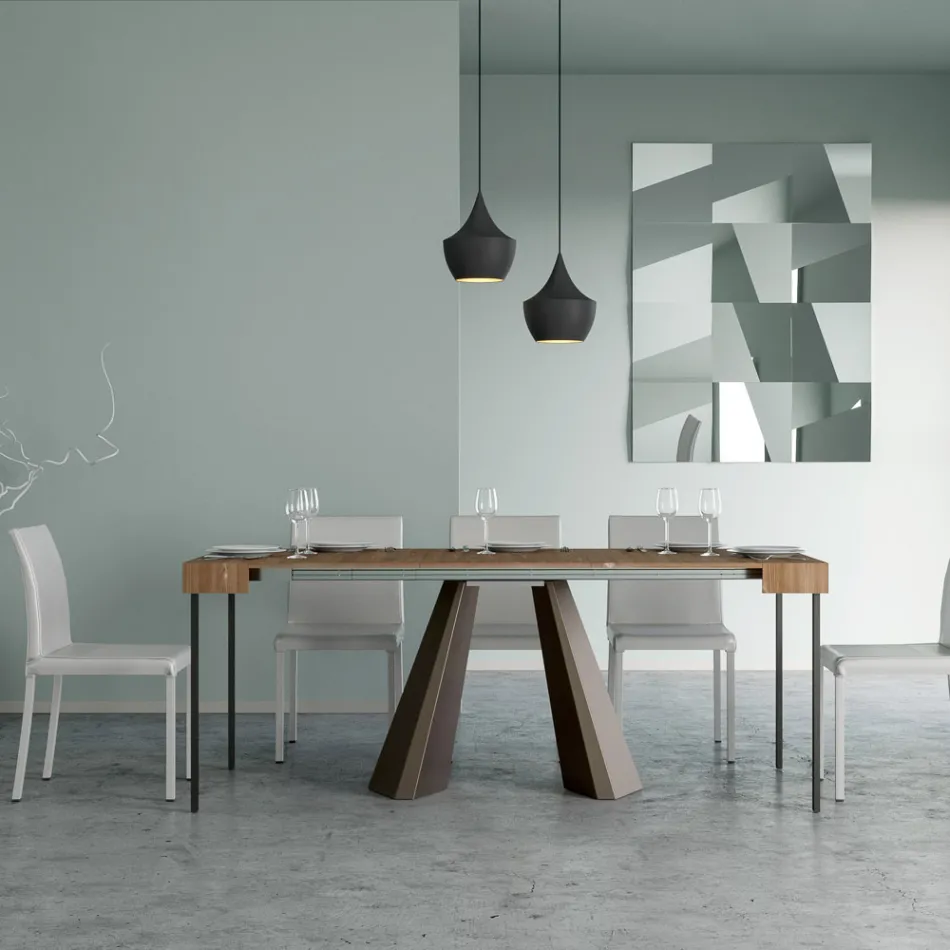 Konsola rozkładana do 300 cm z nogami z wykończeniem niedźwiedzim Made in Italy - Destino Viadurini