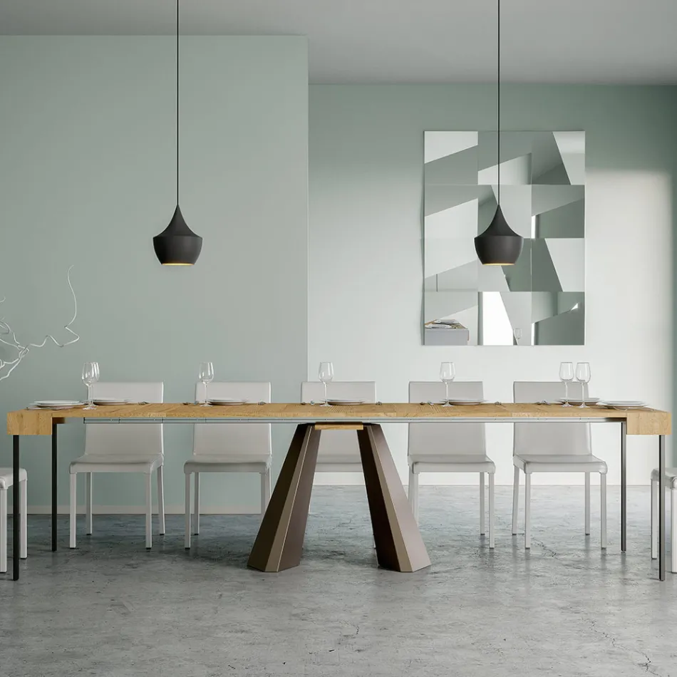 Konsola rozkładana do 300 cm z nogami z wykończeniem niedźwiedzim Made in Italy - Destino Viadurini