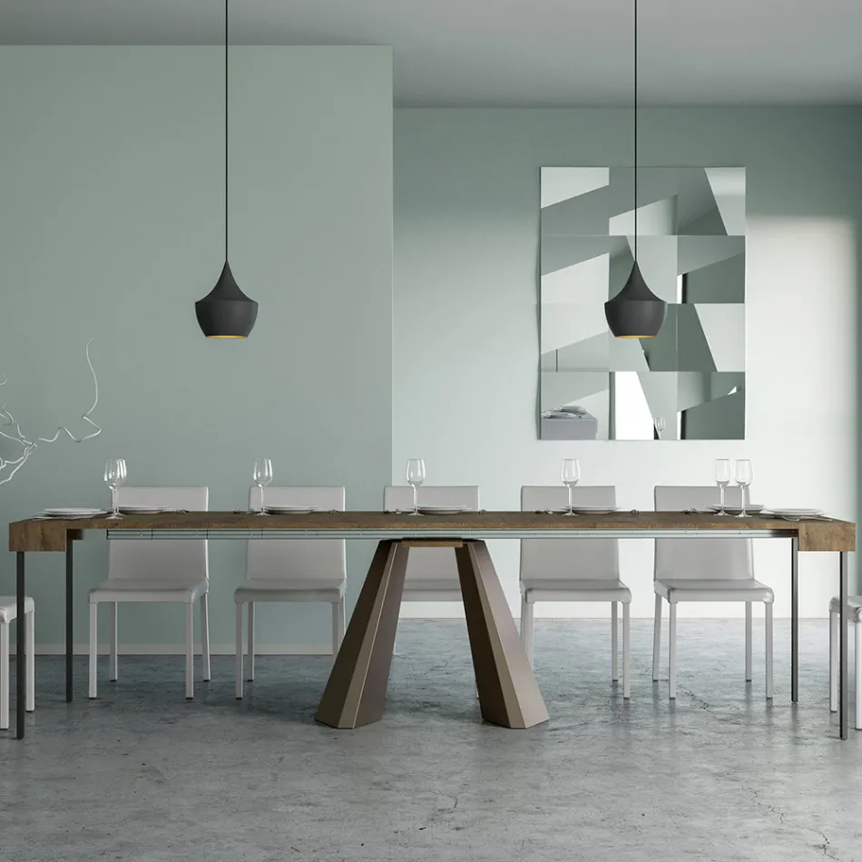 Konsola rozkładana do 300 cm z nogami z wykończeniem niedźwiedzim Made in Italy - Destino Viadurini