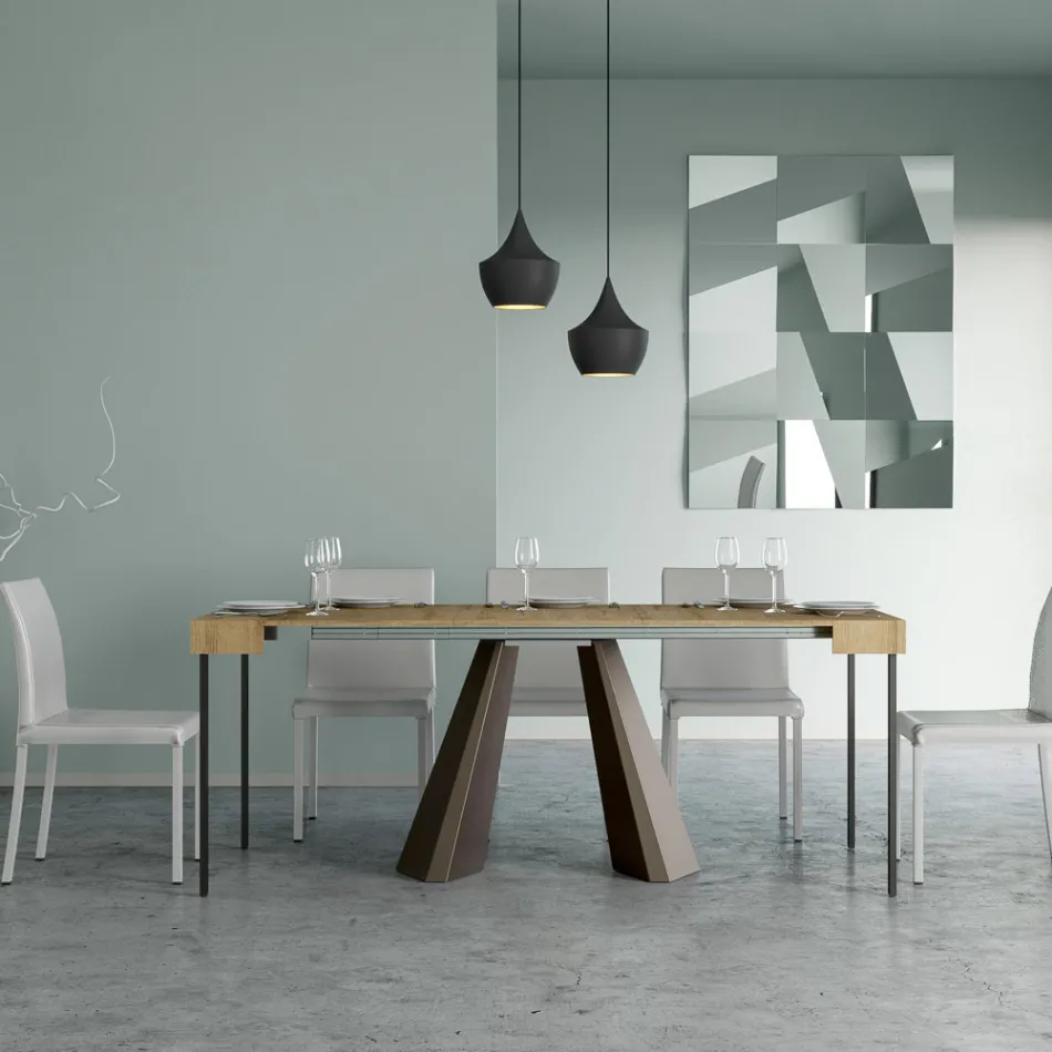 Konsola rozkładana do 300 cm z nogami z wykończeniem niedźwiedzim Made in Italy - Destino Viadurini