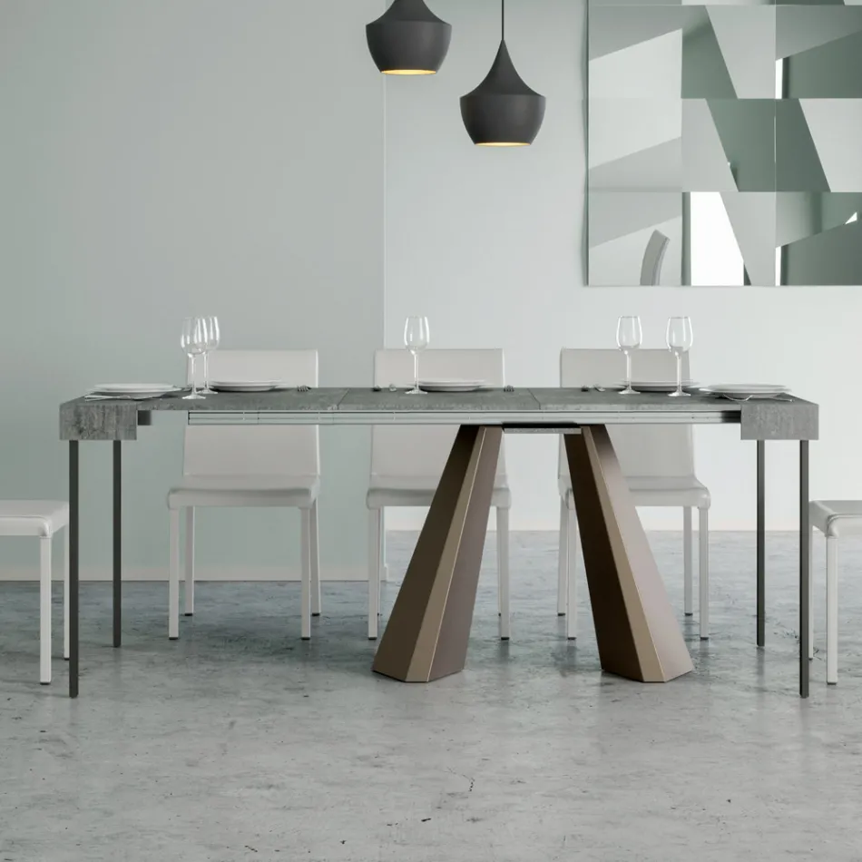 Konsola rozkładana do 300 cm z nogami z wykończeniem niedźwiedzim Made in Italy - Destino Viadurini