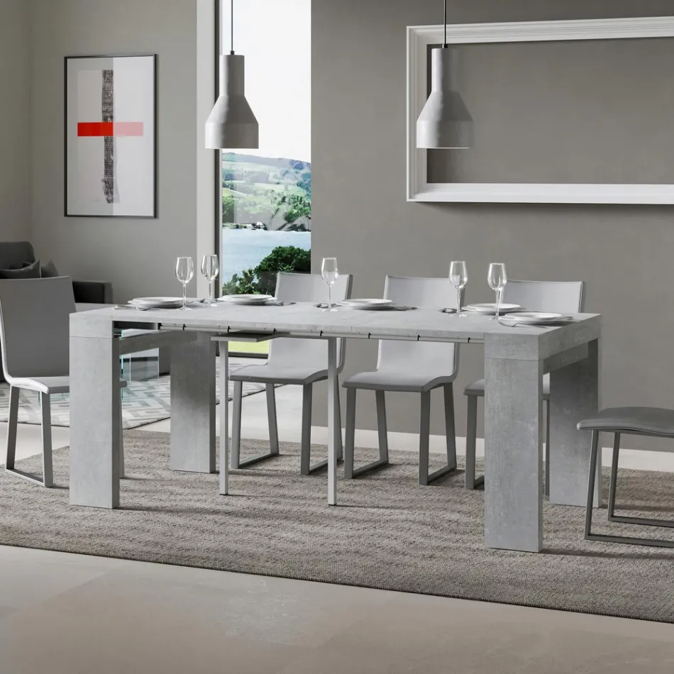 Rozkładana konsola do 300 cm z podpórką na 2 nogi Made in Italy - Phantom Viadurini