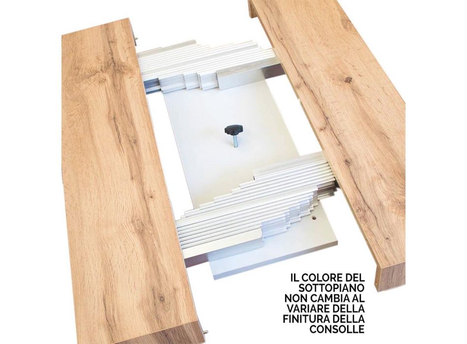 Rozkładana konsola do 300 cm z antracytową i drewnianą ramą Made in Italy - Fata Viadurini