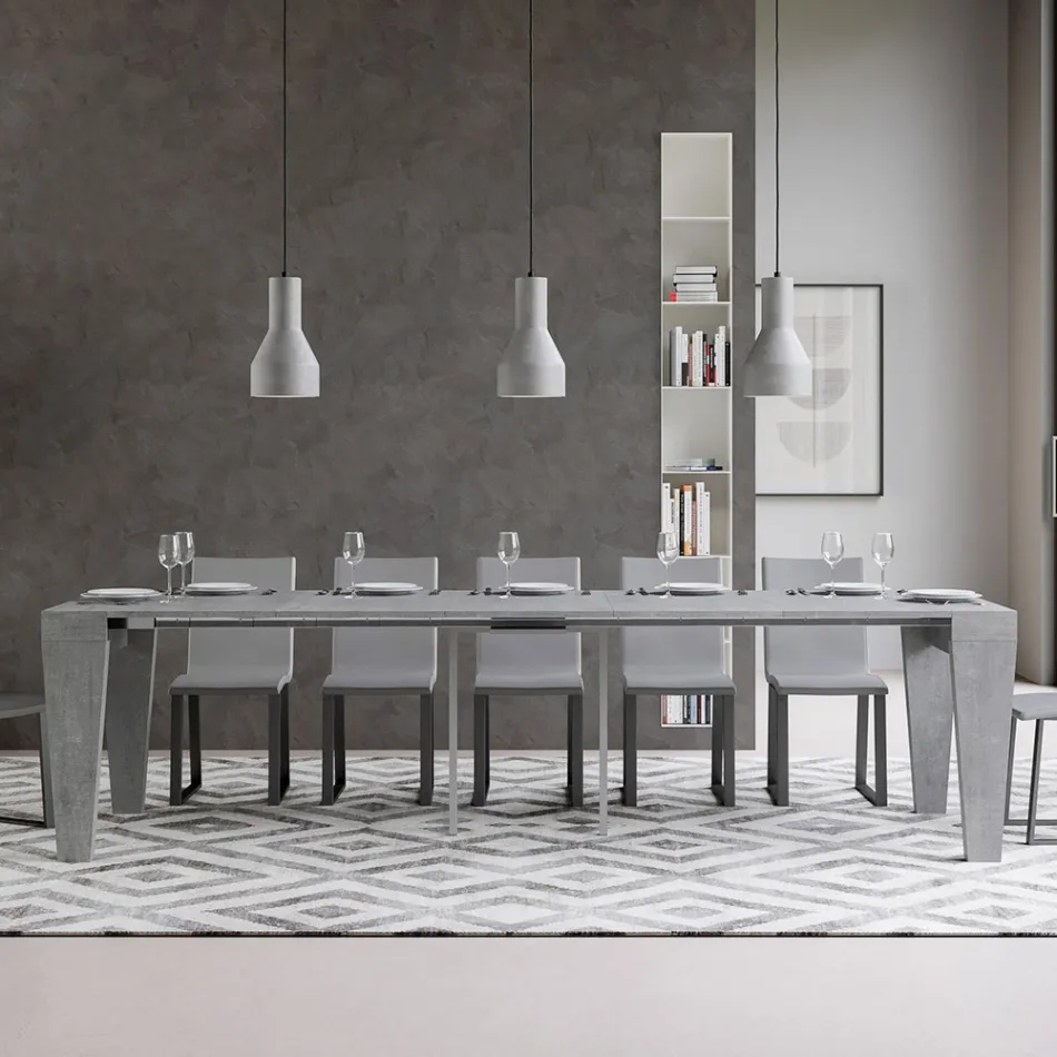 Rozkładana konsola do 300 cm z drewna Made in Italy - Tron Viadurini