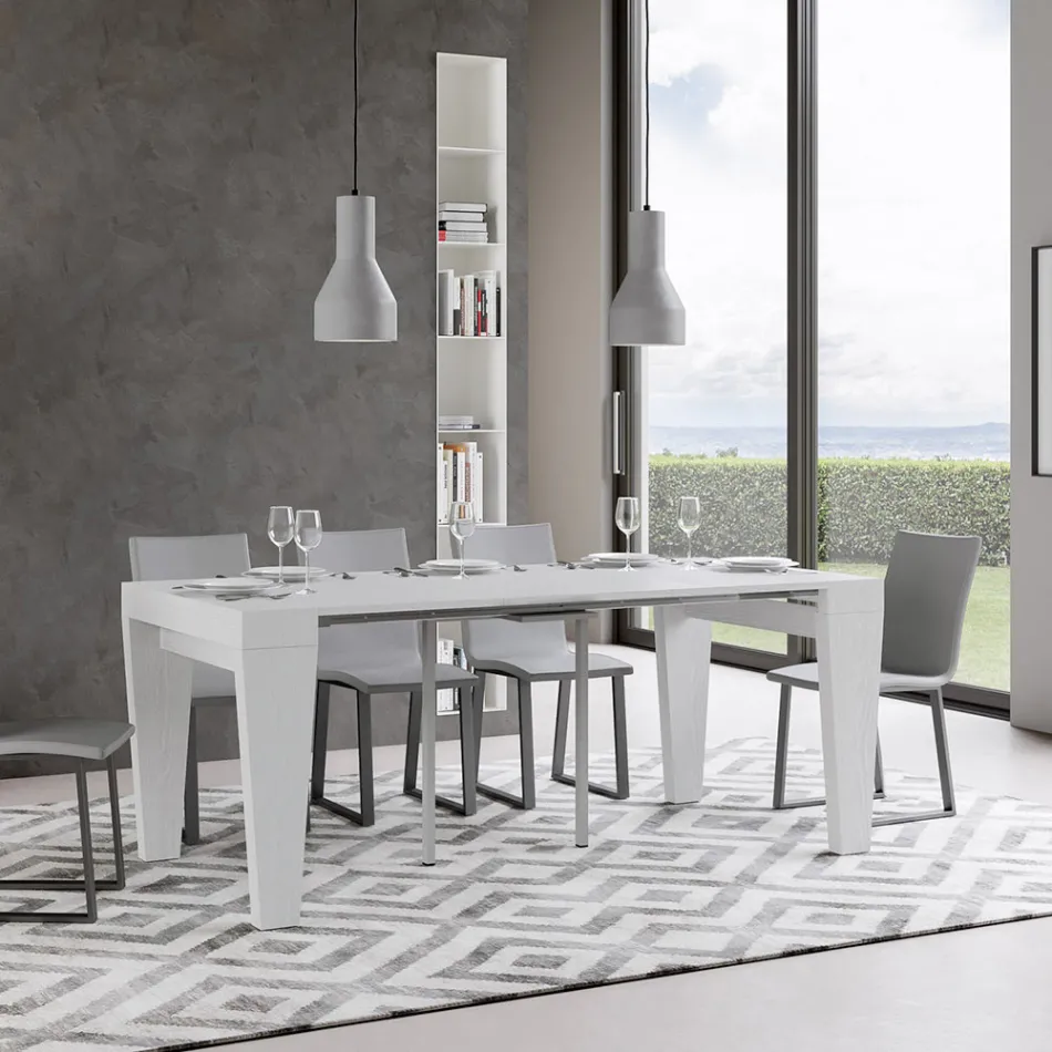 Rozkładana konsola do 300 cm z drewna Made in Italy - Tron Viadurini