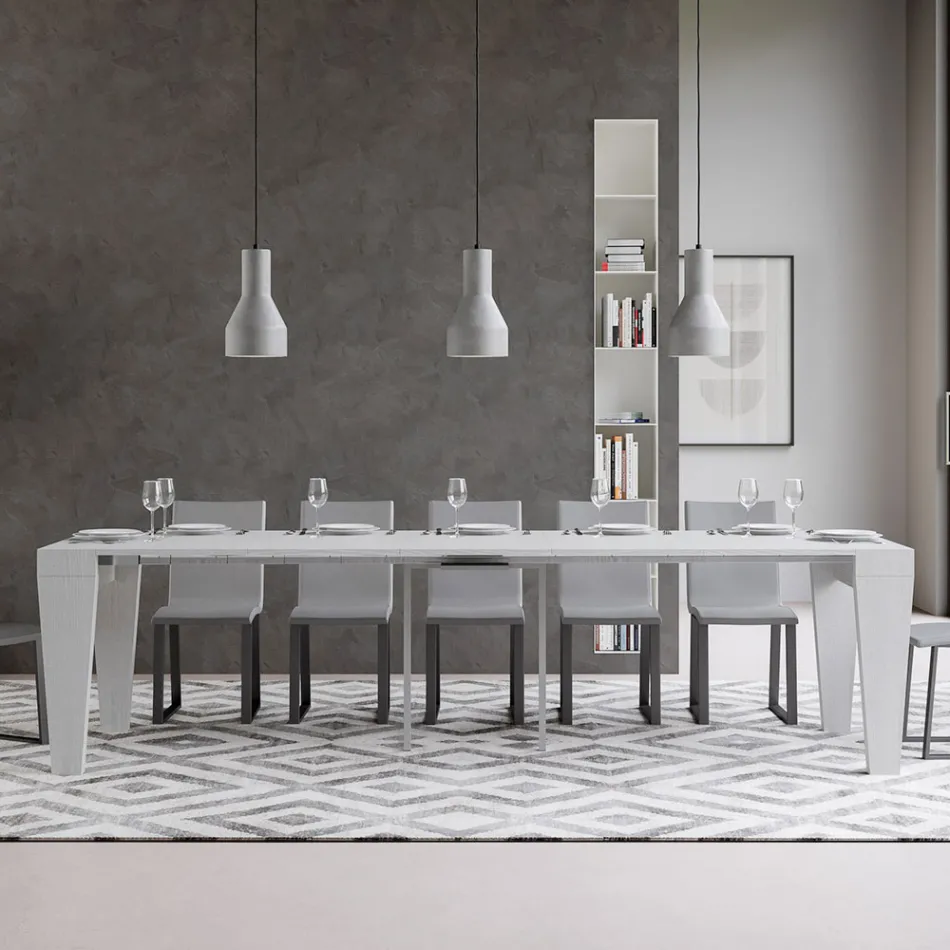 Rozkładana konsola do 300 cm z drewna Made in Italy - Tron Viadurini