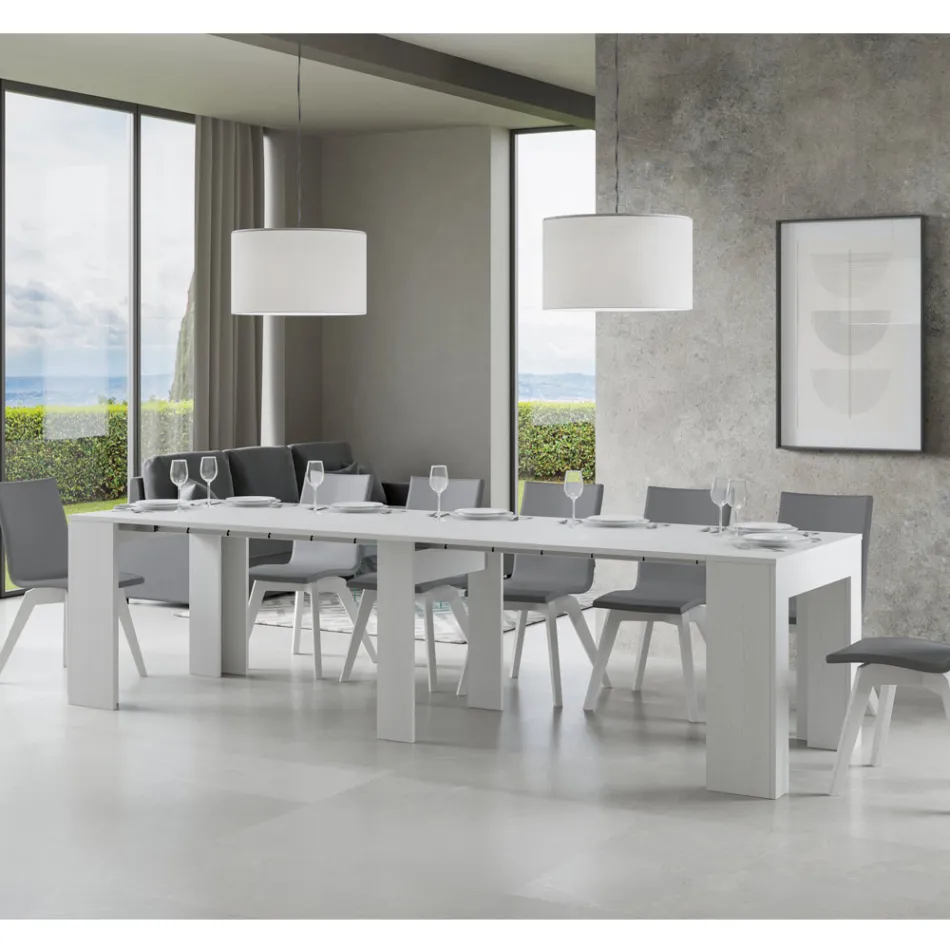 Rozkładana konsola do 307 cm z drewnianych mikrocząstek Made in Italy - Corona Viadurini