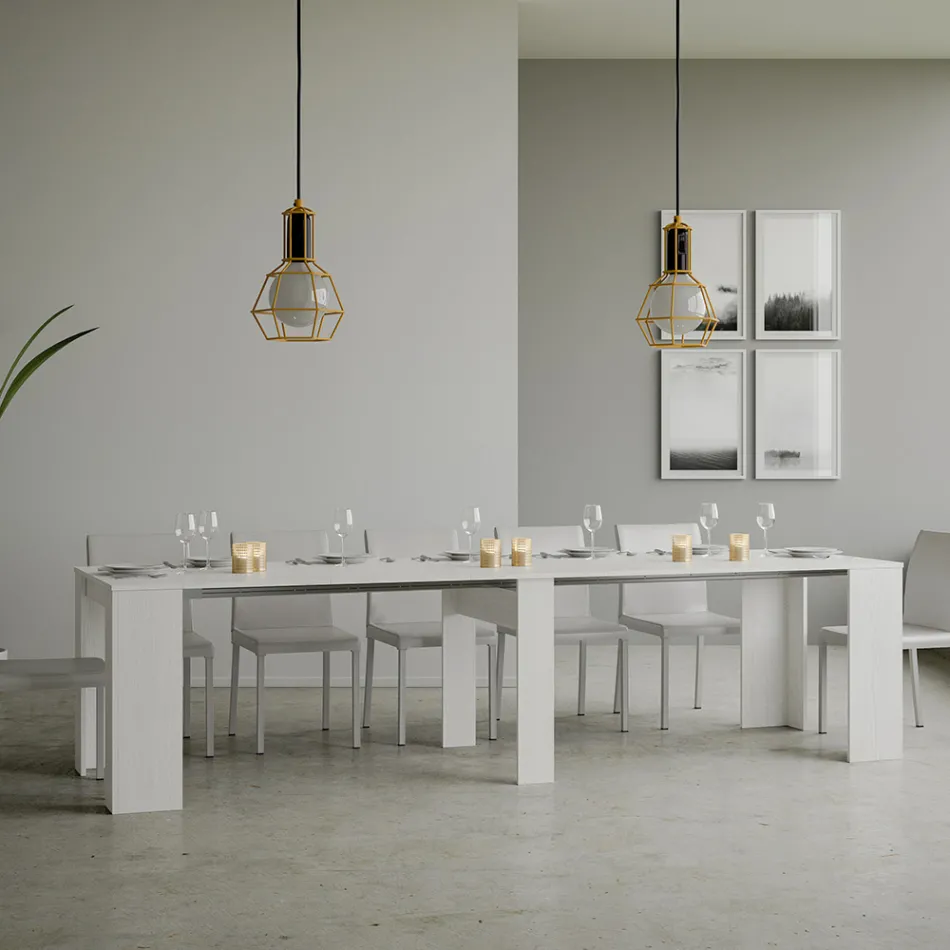 Wysuwana konsola do 308 cm z centralnym wsparciem Made in Italy - Oracle Viadurini