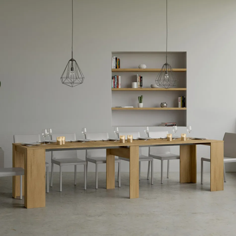 Wysuwana konsola do 308 cm z centralnym wsparciem Made in Italy - Oracle Viadurini