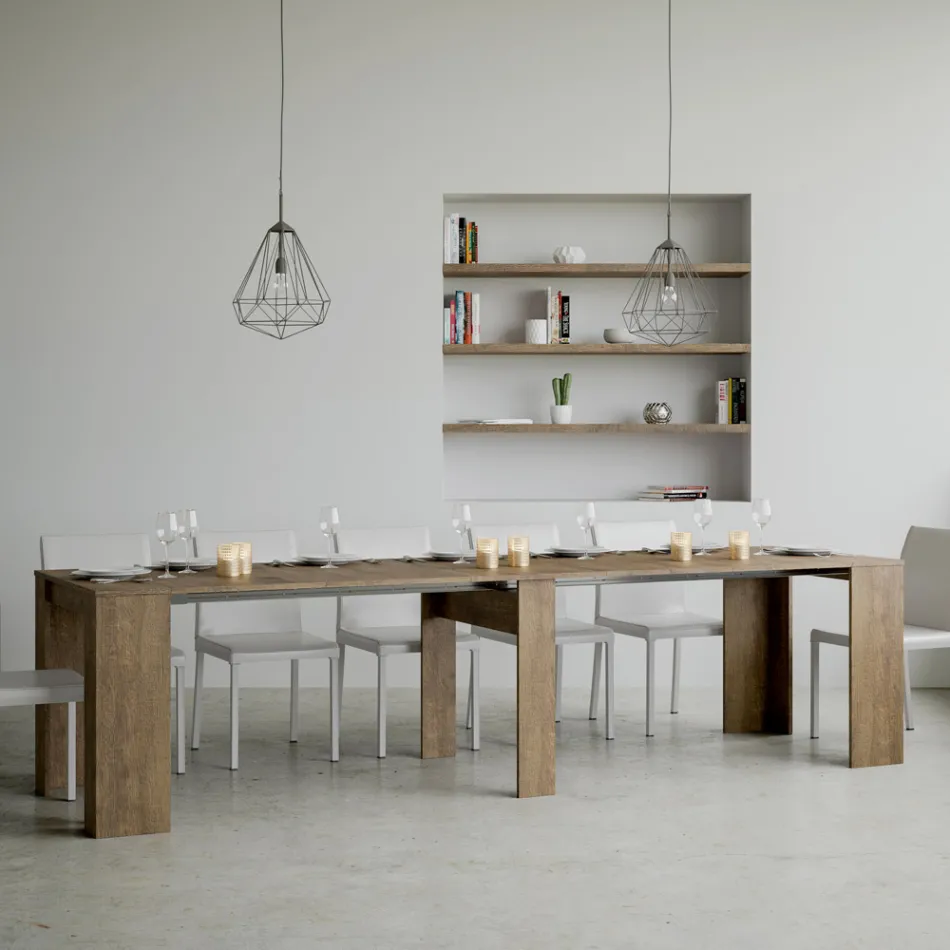 Wysuwana konsola do 308 cm z centralnym wsparciem Made in Italy - Oracle Viadurini