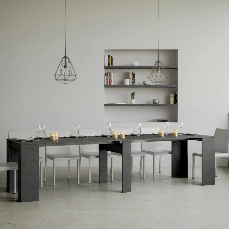 Wysuwana konsola do 308 cm z centralnym wsparciem Made in Italy - Oracle Viadurini