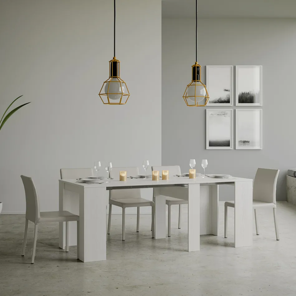 Wysuwana konsola do 308 cm z centralnym wsparciem Made in Italy - Oracle Viadurini