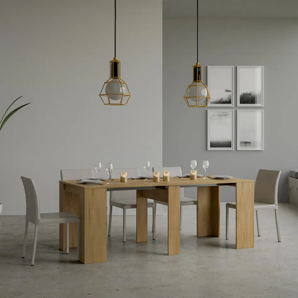 Wysuwana konsola do 308 cm z centralnym wsparciem Made in Italy - Oracle Viadurini