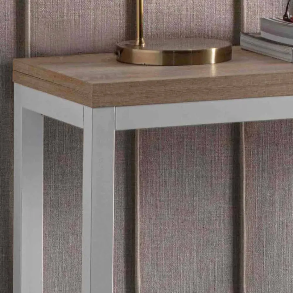 Wysuwana konsola z blatem z melaminy i podstawą z malowanego metalu - Adino Viadurini