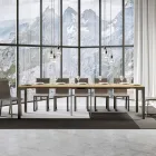 Wysuwana konsola o nowoczesnym designie z drewna i żelaza Made in Italy - nigdy Viadurini