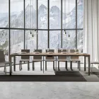 Wysuwana konsola o nowoczesnym designie z drewna i żelaza Made in Italy - nigdy Viadurini