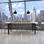 Wysuwana konsola o nowoczesnym designie z drewna i żelaza Made in Italy - nigdy Viadurini