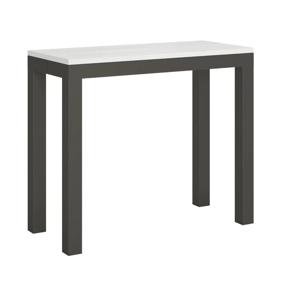 Wysuwana konsola o nowoczesnym designie z drewna i żelaza Made in Italy - nigdy Viadurini