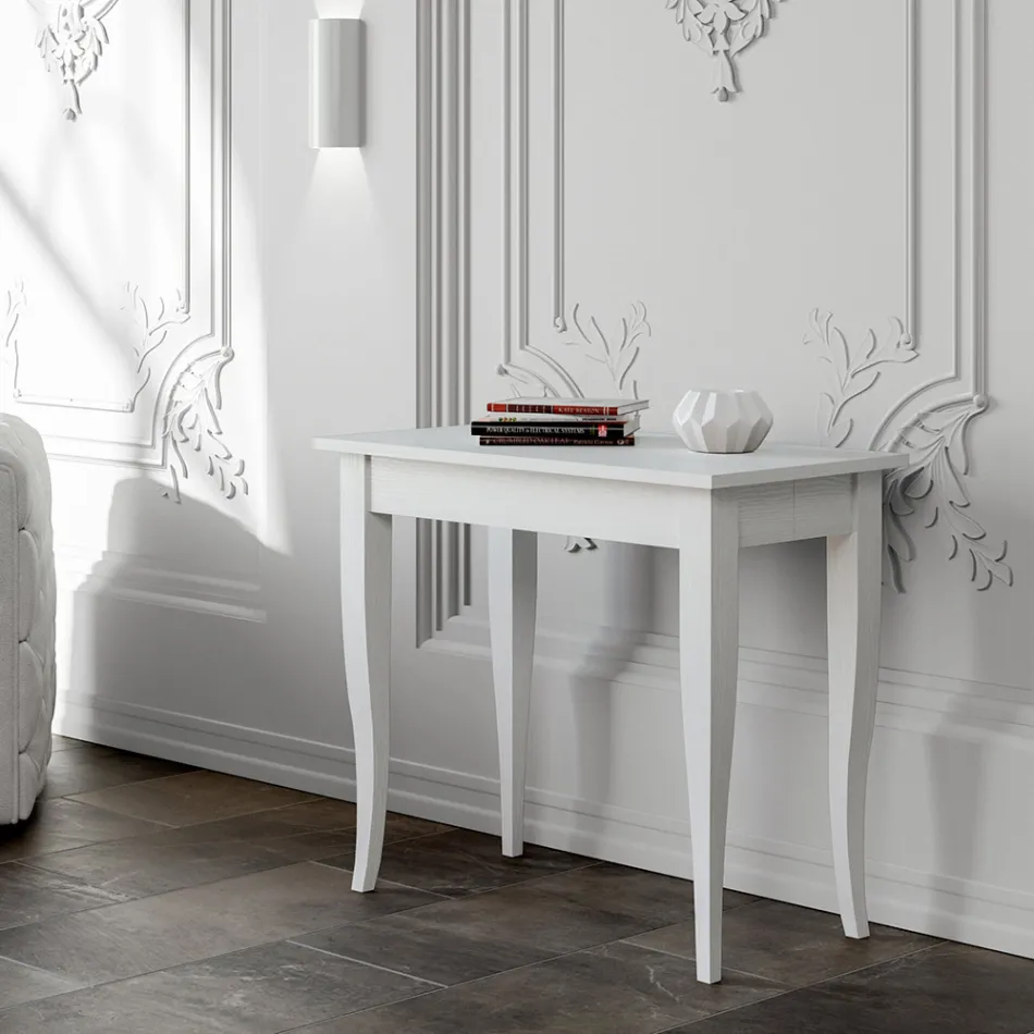 Wysuwana konsola z wykończeniem w kolorze orzecha lub białego jesionu Made in Italy - Folletto Viadurini