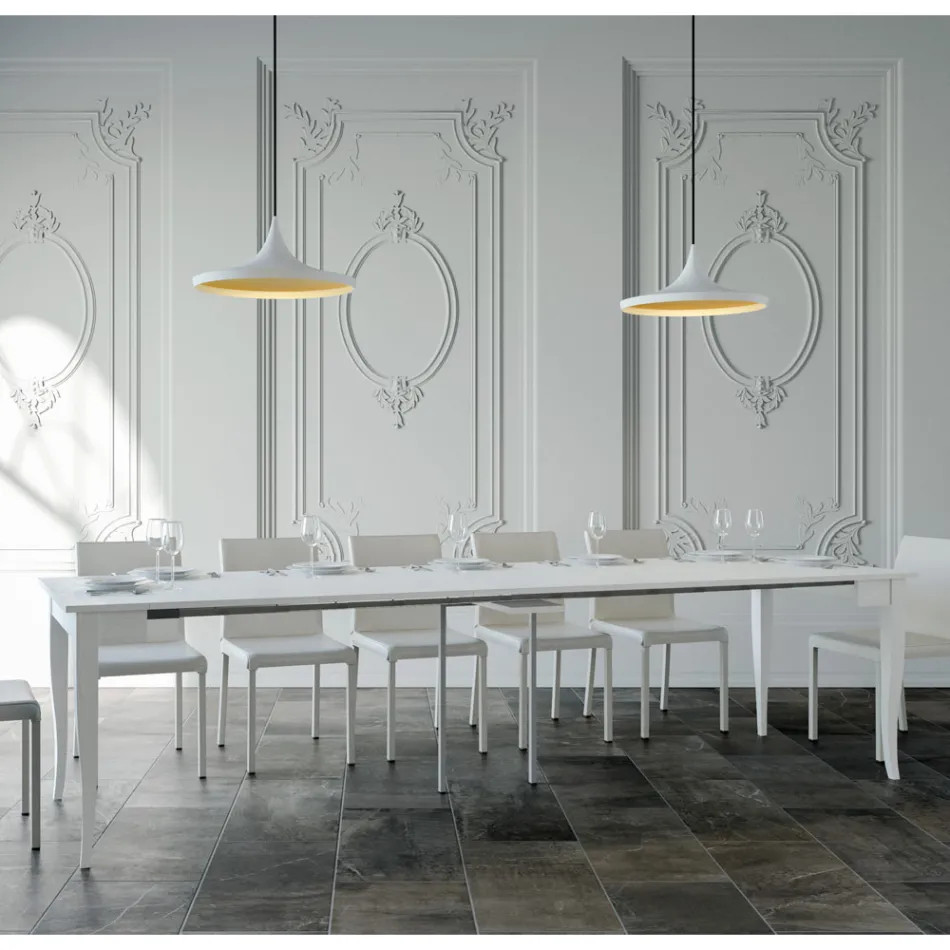 Wysuwana konsola z wykończeniem w kolorze orzecha lub białego jesionu Made in Italy - Folletto Viadurini