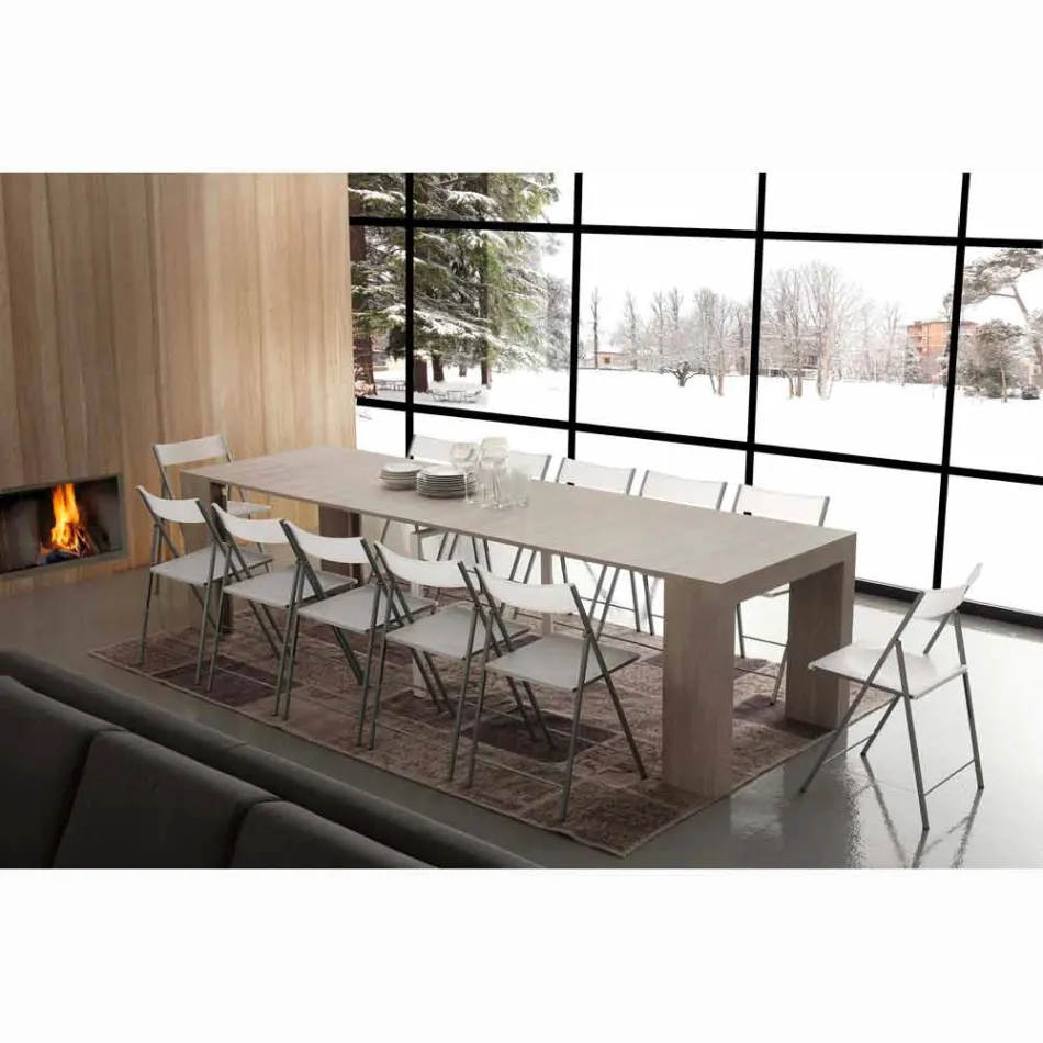 Konsola wysuwana do 295 cm ze składanej melaminy Uri Viadurini