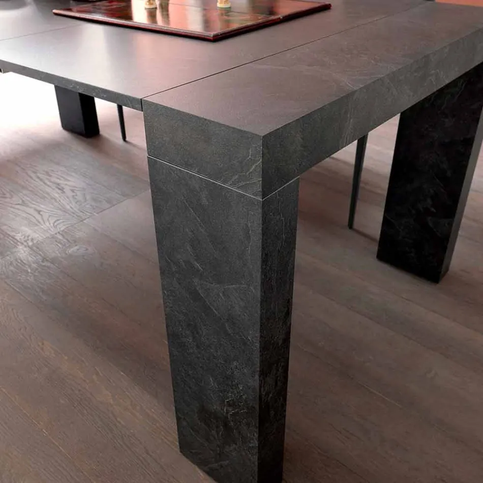 Wysuwana konsola do 290 cm z drewnianym blatem Made in Italy - Seregno Viadurini