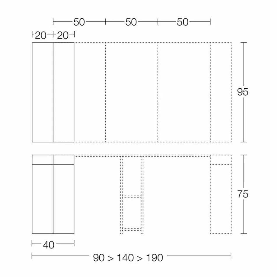 Wysuwana konsola do 290 cm z drewnianym blatem Made in Italy - Seregno Viadurini