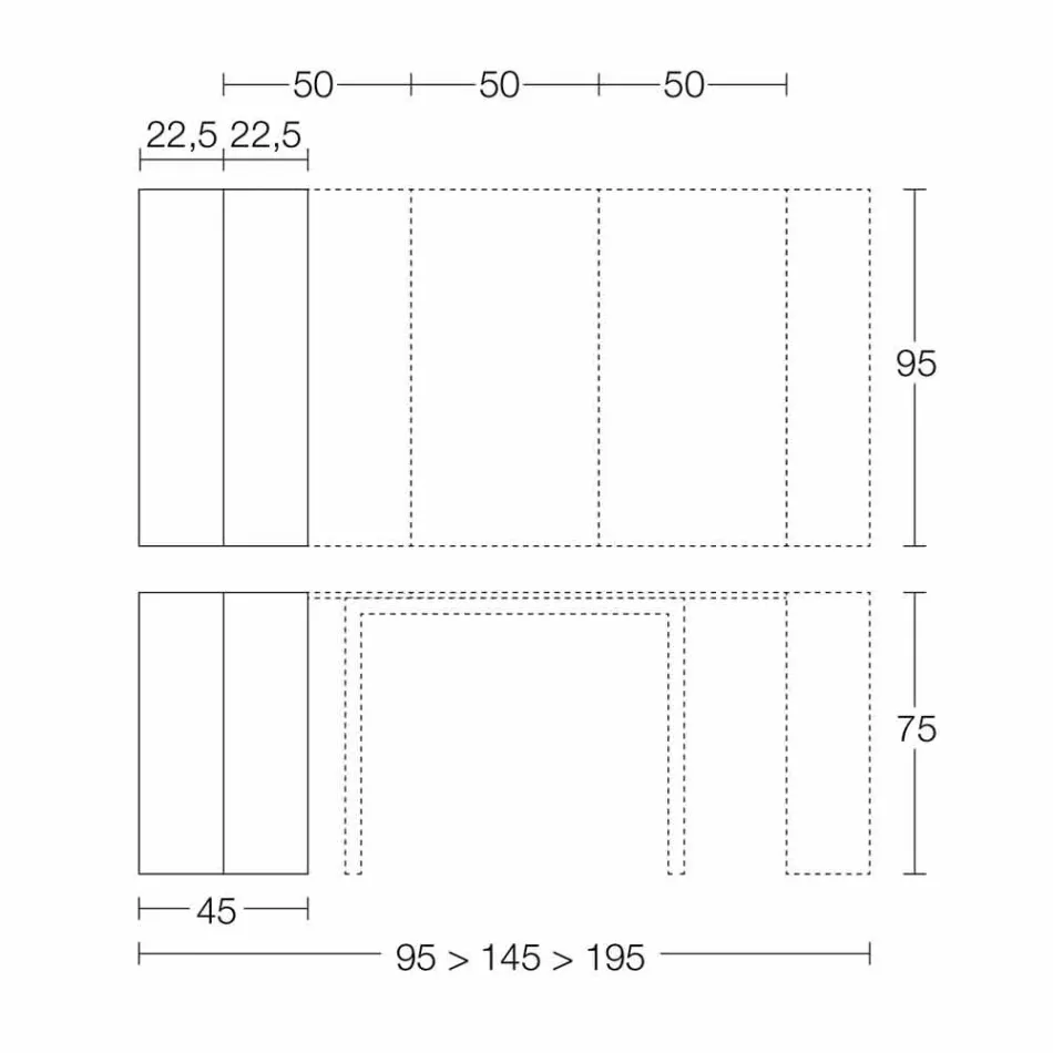 Wysuwana konsola do 295 cm z drewna design Made in Italy - Temocle Viadurini