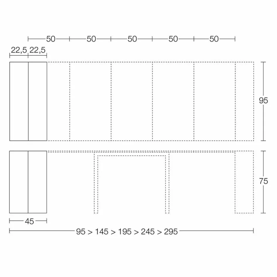 Wysuwana konsola do 295 cm z drewna design Made in Italy - Temocle Viadurini