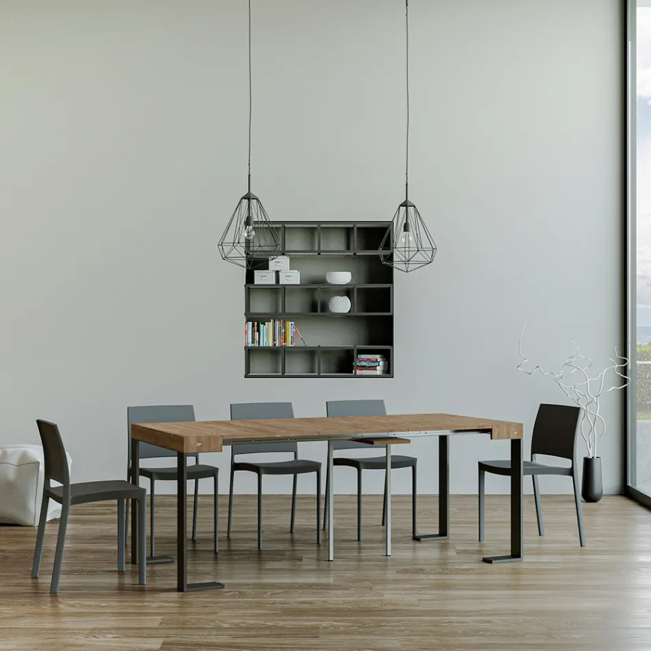 Rozkładana konsola do 300 cm z antracytową ramą Made in Italy - Giant Viadurini