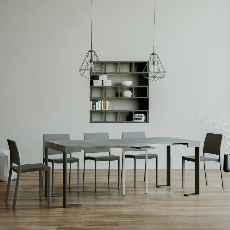 Rozkładana konsola do 300 cm z antracytową ramą Made in Italy - Giant Viadurini