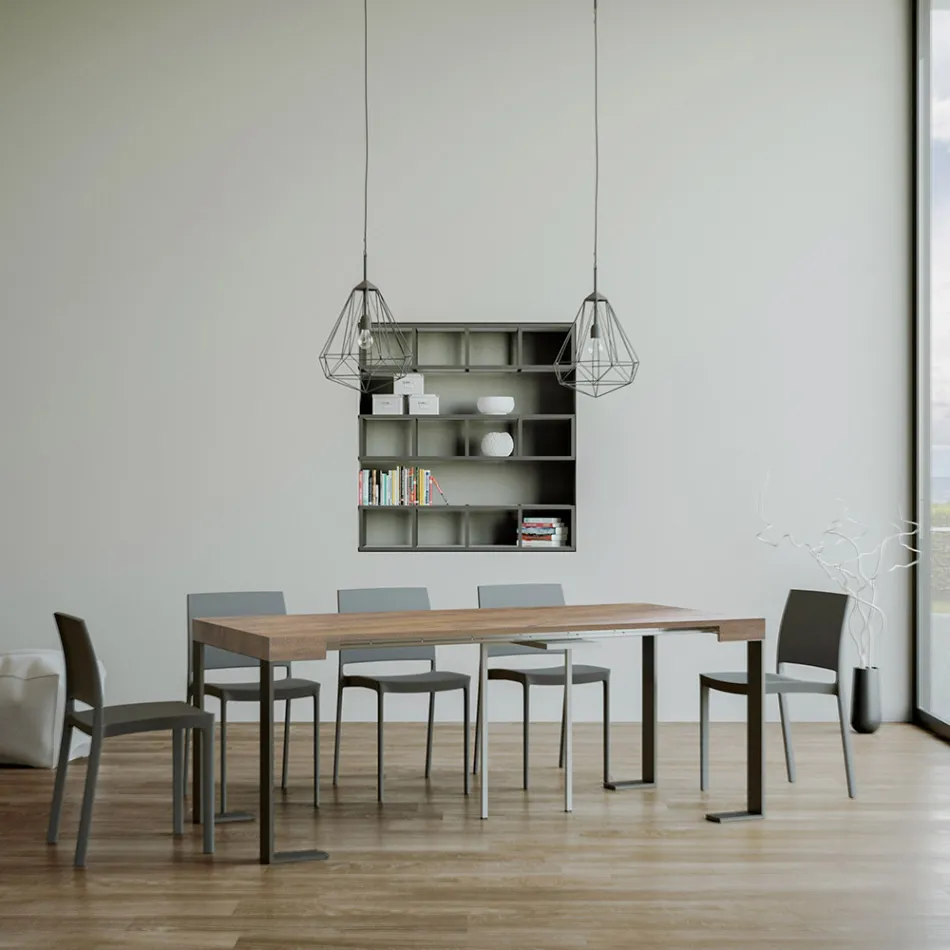 Rozkładana konsola do 300 cm z antracytową ramą Made in Italy - Giant Viadurini